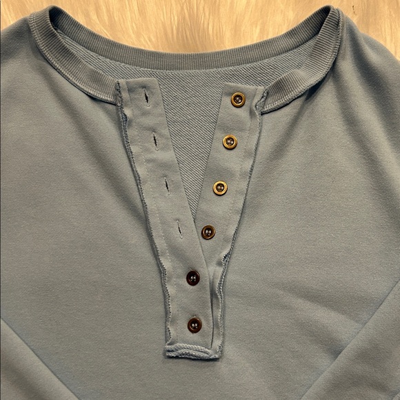 Light Blue Button-Up Sweatshirt - Picture 2 of 5